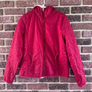 Disney Mickey Minnie Mouse Quilted Faux Fur Lined Hooded Jacket Red S Puffer
